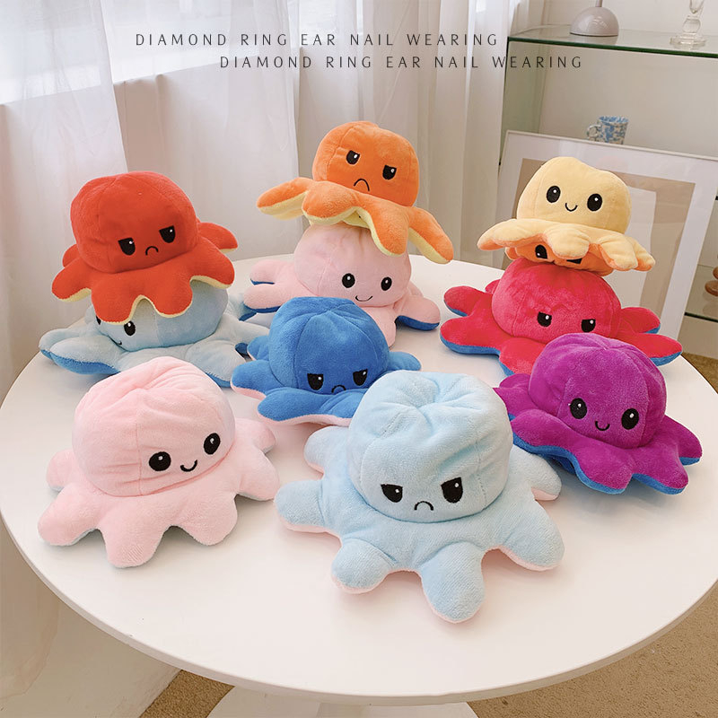 Squeezable Stress Relief Reversible Octopus Flip Plush Toy