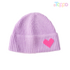 Women Core Spun Yarn Solid Knitted Hat with Silicone Love Heart