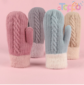 Sable Yarn Mitten Womens Winter Knit Mitten Jacquard Mitten Ladies Gloves