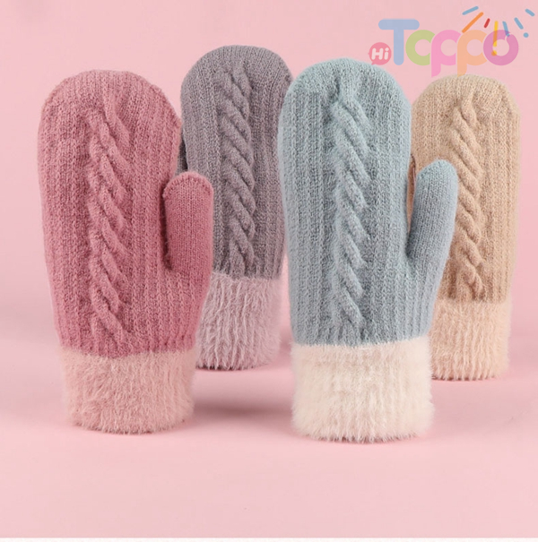 Sable Yarn Mitten Womens Winter Knit Mitten Jacquard Mitten Ladies Gloves