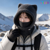 Custom Warm Earflap Hooded Scarf Women's Winter Knit Balaclava Beanie