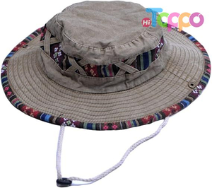 Winter Wide Brim Floral Adjustable UV Protection Fishing Washed Sun Hats