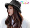 Winter Fur Bucket Hat for Women Winter Fluffy Plush Fisherman Cap