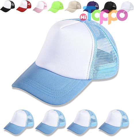 Sublimation Blank Baseball Cap Adjustable Hat Polyester Mesh Trucker Hats 5 Pack Set