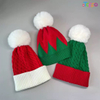 Hot Sale Large Pom Pom Color Block Elf Beanie Winter Knit Cap