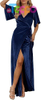 Custom Women's Wrap V Neck Wedding Guest Cocktail Velvet Maxi Dress