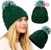 Wholesale Slouchy Chunky Knit Beanie with Pom Pom - Cozy Winter Bobble Hat