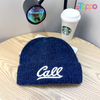 Winter Thick Warm Knit Beanie with Letter Embroidery