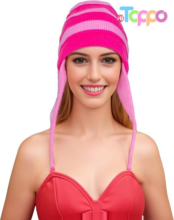 Hot Sale Winter Peruvian Cover Ears Pink Striped Beanie Hat 