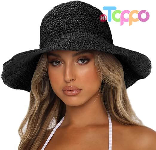 Summer Wide Brim Foldable Travel Straw Hat Sun Beach Hat for Women