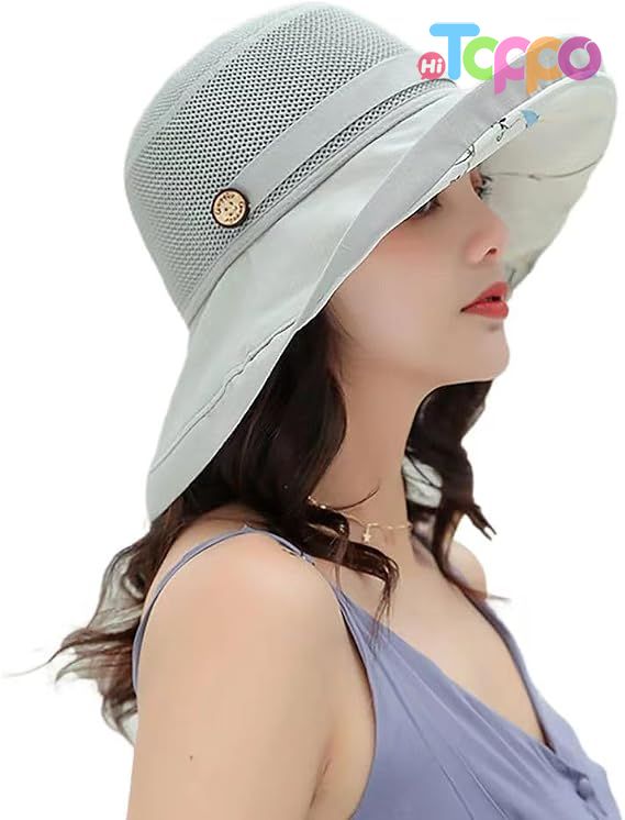 Summer UV Protection Wide Brim Packable Mesh Sun Bucket Hat