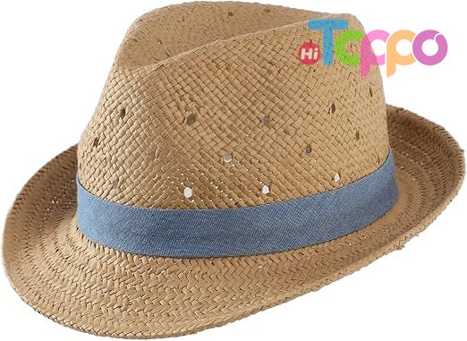 Kids Summer Straw Hat for Baby Toddler Boys Fedora Beach Sun Hat Short Brim Breathable Cool Floppy Panama Hats