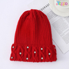 Hot Sale Winter Warm Knit Hat with Rhinestone Accents