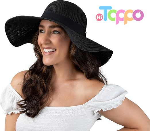 Women Floppy Sun Hat with Wide Brim—Foldable Roll-Up Straw Beach Hat UPF 50