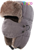 Warm Winter Hats with Removable Face Mask Earflaps Faux Fur Men's Trooper Trapper Hat 