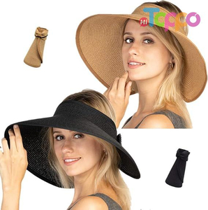  Summer Packable Floppy Wide Brim Cap Women Sun Visors Foldable Straw Hats