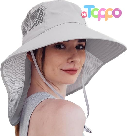 Hot Sale UV Sun Protection Foldable Neck Flap Wide Brim Fishing Hat with Ponytail Hole 