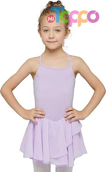 Toddler Girls Ballet Dance Leotards Skirt Ballerina Ballet Outfit Dresses Camisole Puff Sleeve