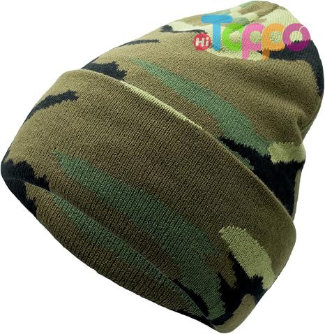 Unisex Knit Soft Warm Cuffed Beanie Hat Winter Camo Hats 