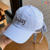 Stock Today Embroidery Stripes Baseball Caps with Ribbon Tie-bows Backside 