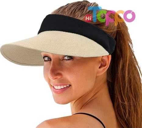  Summer UV Protection Foldable Packale Wide Brim Women Straw Sun Visor Hat 