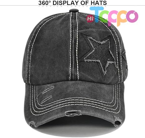 Distressed Unconstructed Ponytail Washed Distressed Cotton UV Protection Baseball Caps