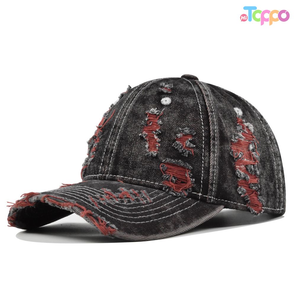 Custom Comfortable Washed Denim Frayed Baseball Cap