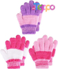 Custom Stretchy Full Finger Fluffy Mittens 3 Pairs Set Winter Knit Gloves for Kids 