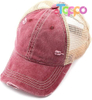  Custom Washed Distressed Cotton Denim Ponytail Hat Adjustable Baseball Cap