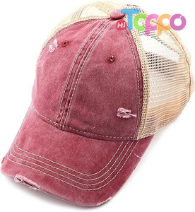  Custom Washed Distressed Cotton Denim Ponytail Hat Adjustable Baseball Cap