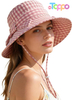 Custom Women's Summer Plaid Sun Hat 100% Cotton Beach UV Protection Fishing Hat