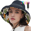 Custom Womens Sun Hats Wide Brim Reversible Bucket Cotton Hat with Hat Clip
