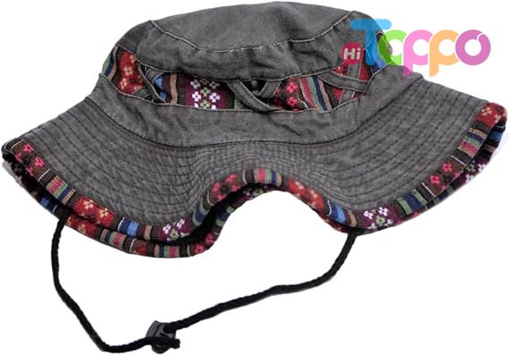 Winter Wide Brim Floral Adjustable UV Protection Fishing Washed Sun Hats