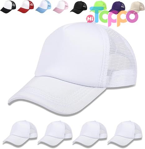 Sublimation Blank Baseball Cap Adjustable Hat Polyester Mesh Trucker Hats 5 Pack Set