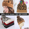  Winter Warm Woolen Yarn Brown Leopard Printed Knitted Beanie