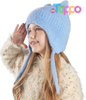 Children Cute Cat Ears Warm Wool Knit Ear Flap Cap Kids Beanie Hat for Winter with Earfalp 