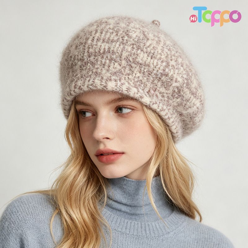 Winter Block Fuzzy Women's Vintage Knit Beret Thick Warm Fleece Lined Ear Flaps Beanie 