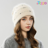 Winter Thick Warm Slouchy Beanie Angora Blend Knit Hat with Dots Earflap Skull Cap