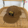 Custom Vintage Washed Distressed Cat-Embroidered Flat-Brim Baseball Cap