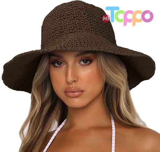 Summer Wide Brim Foldable Travel Straw Hat Sun Beach Hat for Women