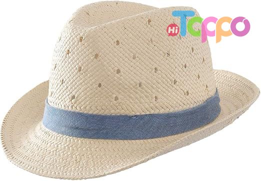 Kids Summer Straw Hat for Baby Toddler Boys Fedora Beach Sun Hat Short Brim Breathable Cool Floppy Panama Hats