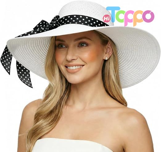 Summer Big Straw Wide Brim Floppy Foldable Roll up UPF 50+ Cap Sun Hat Beach Hats