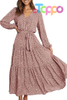 Custom Womens Long Sleeve Boho Floral Wrap Maxi Dress