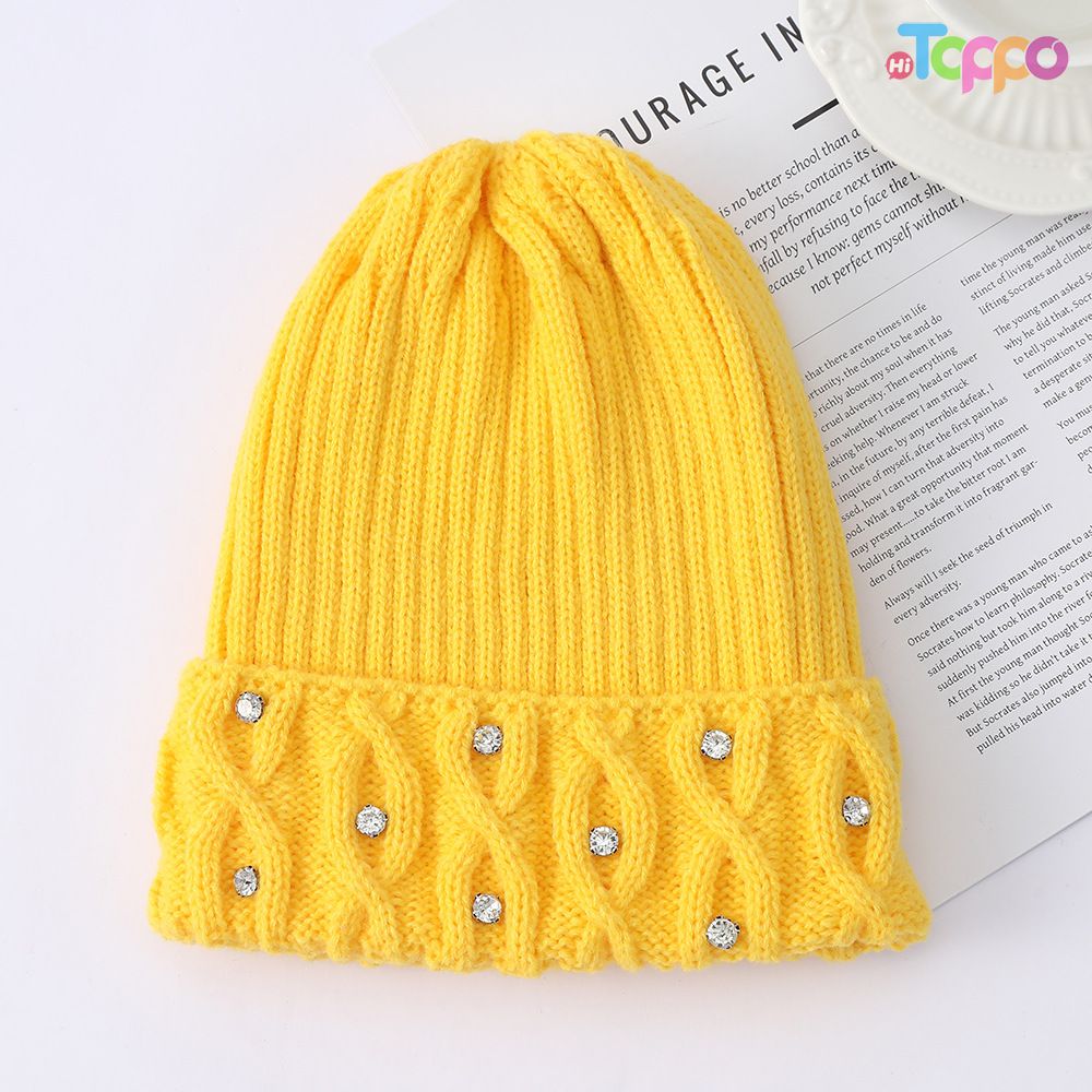 Hot Sale Winter Warm Knit Hat with Rhinestone Accents