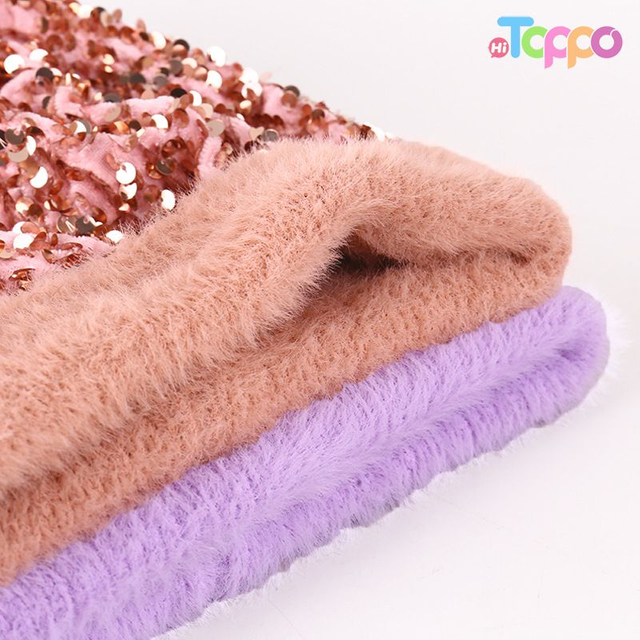 Casual Puffy Fuzzy Sequin Knit Beanie