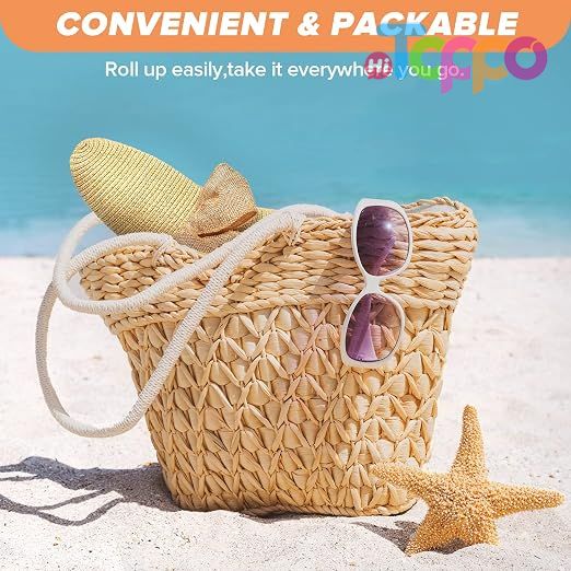 Wide Brim Straw Hat Floppy Packable UPF 50+ UV Protection Beach Sun Hats for Women 