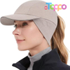 Women's Winter Reflective Fleece Ponytail Hat with Drop Down Ear Warmer