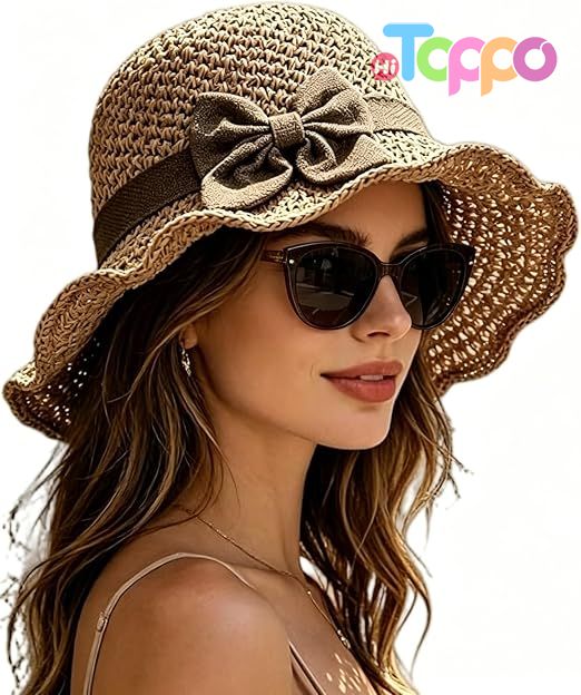 2026 New Crushable Sun Hat with Bow Summer Beach Travel Hat for Women