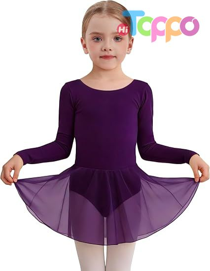 High quality Toddler Girls Long Sleeve Ballet Leotards Dresses Dance Skirt Ballerina Tutu Outfits