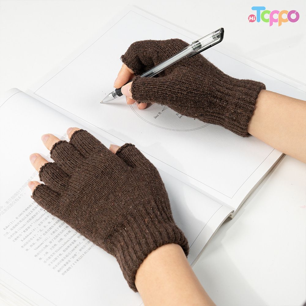 Custom Women's Solid Color Fingerless Gloves Autumn Winter Outdoor Wear